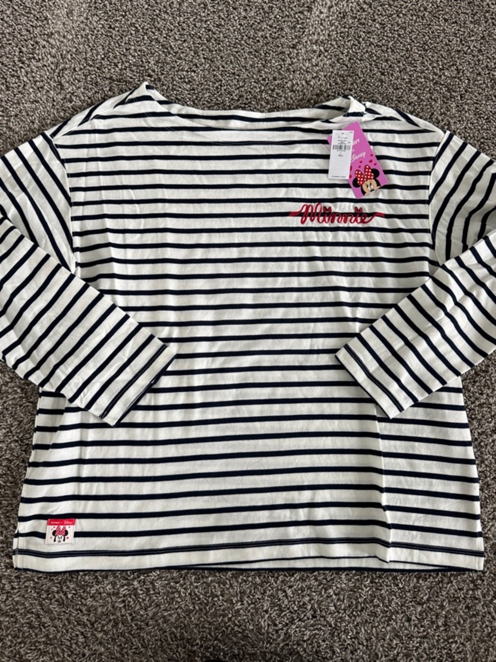 Old Navy White and Navy Striped Disney tee